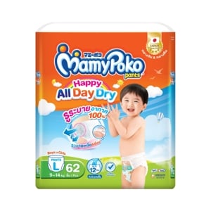 Mamy Poko Happy Day and Night Baby Diaper Pants Size L 62pcs.