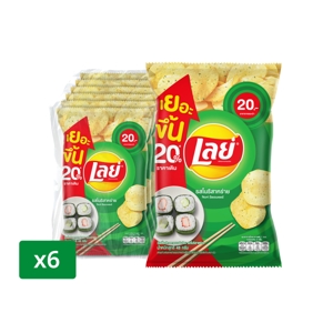 เลย์ มันฝรั่งแท้ทอดกรอบแผ่นเรียบ รสโนริสาหร่าย 48 ก. x 6 ชิ้น