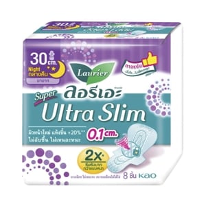ลอรีเอะ ซูเปอร์ อัลตร้า สลิม ผ้าอนามัยแบบมีปีก สำหรับกลางคืน 30 ซม. 8 ชิ้น