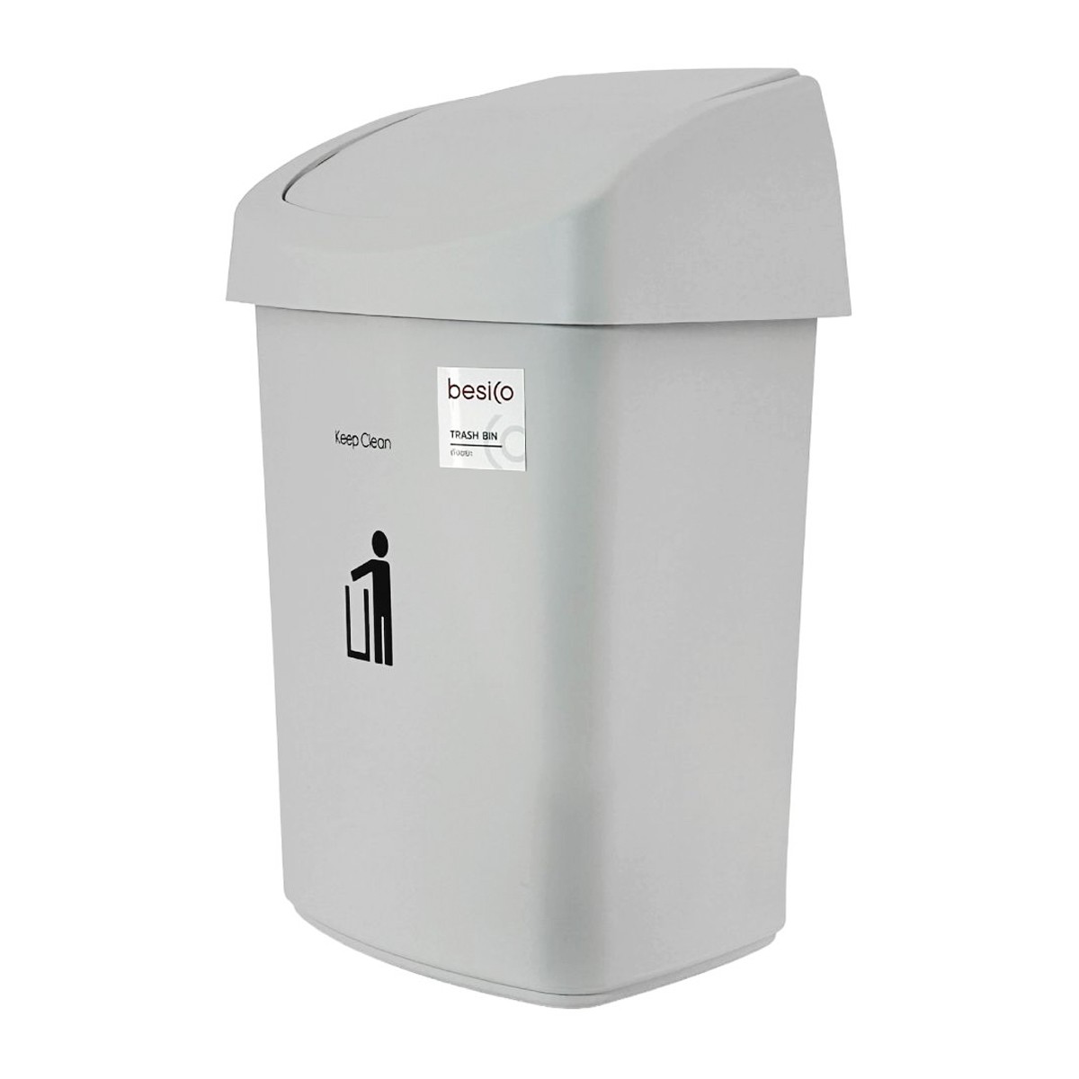 เบสิโค ถังขยะฝาสวิง รุ่น HH-207P ขนาด 25 ล. สีเทา_1