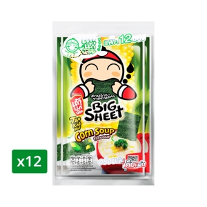 TAOKAENOI Big Sheet Crispy Seaweed Corn Soup Flavor 3.2 g. x 12 units