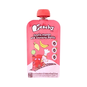 Peachy Supplementary Food for Infants and Children, 6 Months to 3 Years Apple Mango and Banana Puree Formula 110 g.