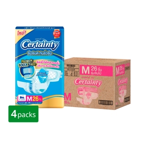 เซอร์เทนตี้ เทป ผ้าอ้อมผู้ใหญ่แบบเทป รุ่นจัมโบ้ ขนาด M 26 ชิ้น x 4 แพ็ค