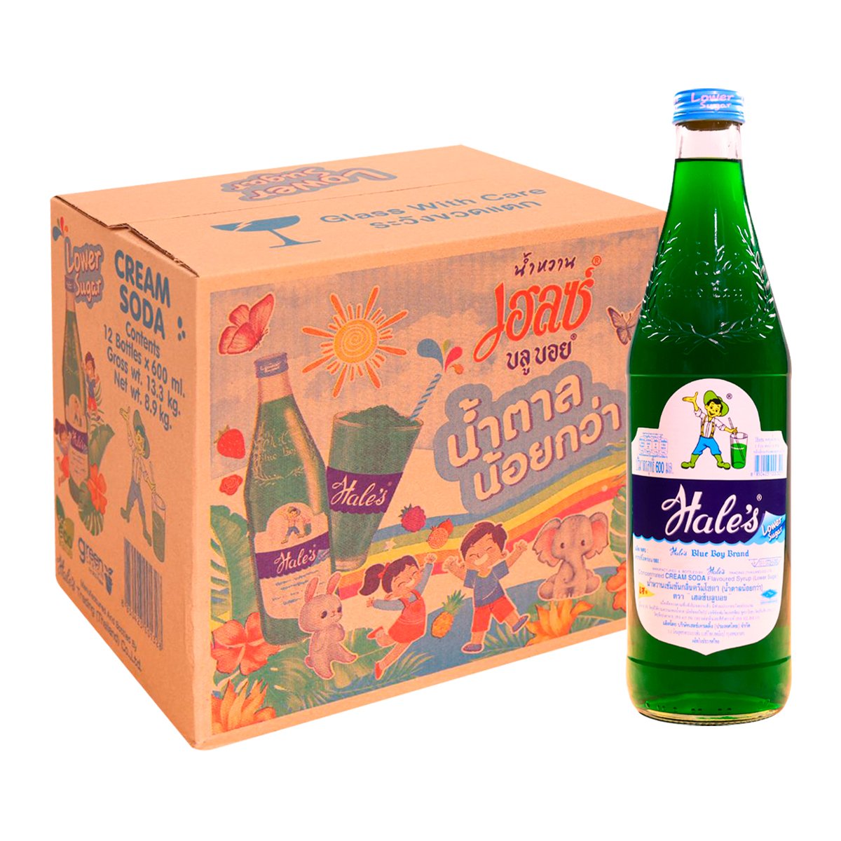 เฮลซ์บลูบอย น้ำหวานเข้มข้นกลิ่นครีมโซดา (น้ำตาลน้อยกว่า) 600 มล. x 12 ขวด_1