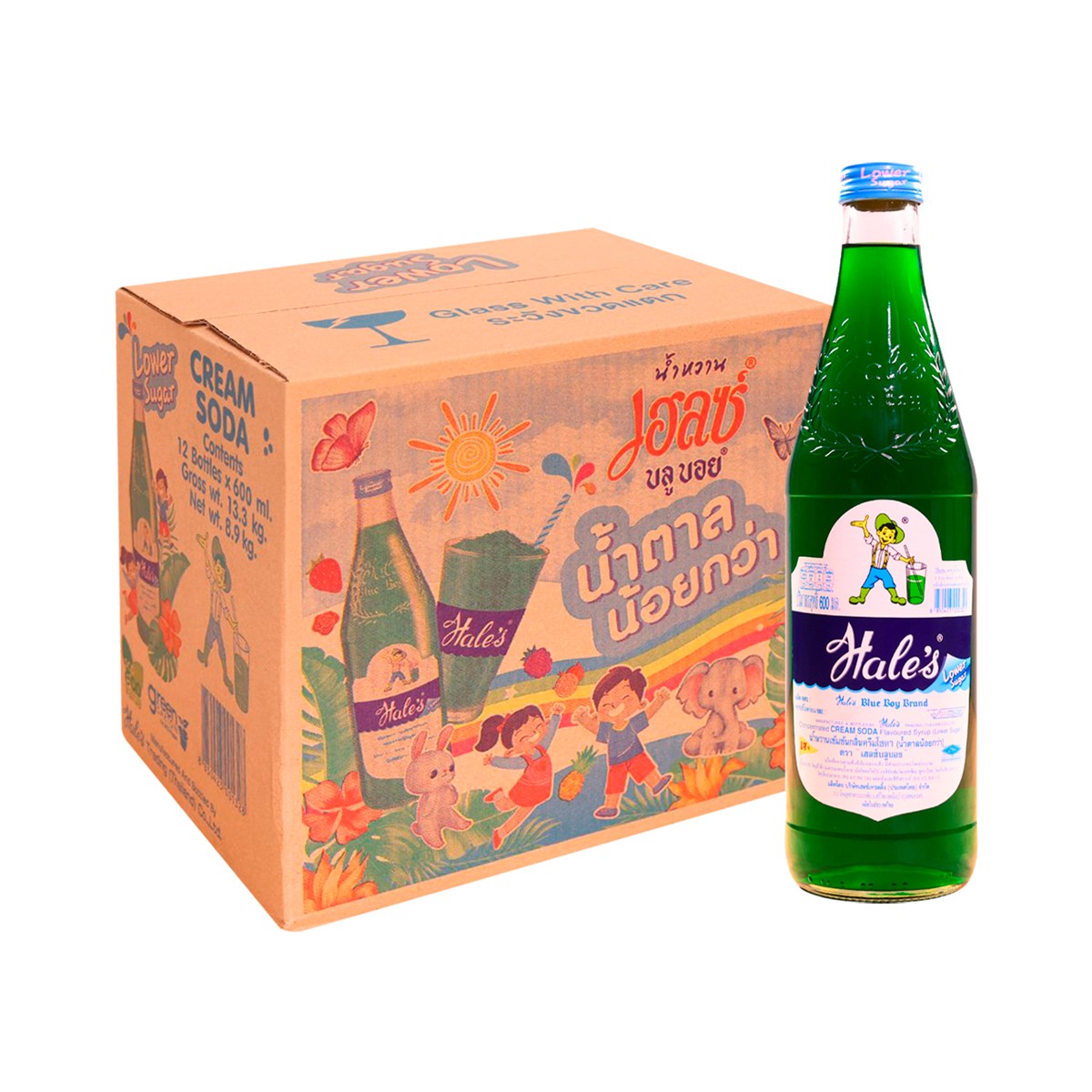 เฮลซ์บลูบอย น้ำหวานเข้มข้นกลิ่นครีมโซดา (น้ำตาลน้อยกว่า) 600 มล. x 12 ขวด_1