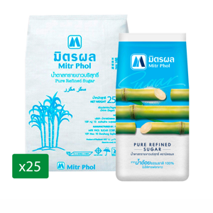 Mitrphol Refined White Sugar 1kg. Pack 25