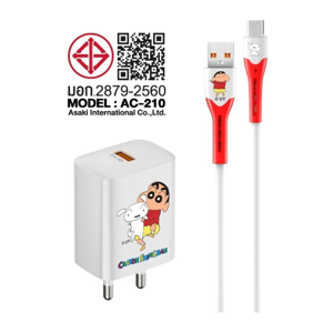 อาซากิ x เครยอนชินจัง ชุดชาร์จอเนกประสงค์ ชาร์จเร็ว 3A 22.5W สายยาว 1 ม. รุ่น A-SCC8202 คละลาย_thumbnail_1