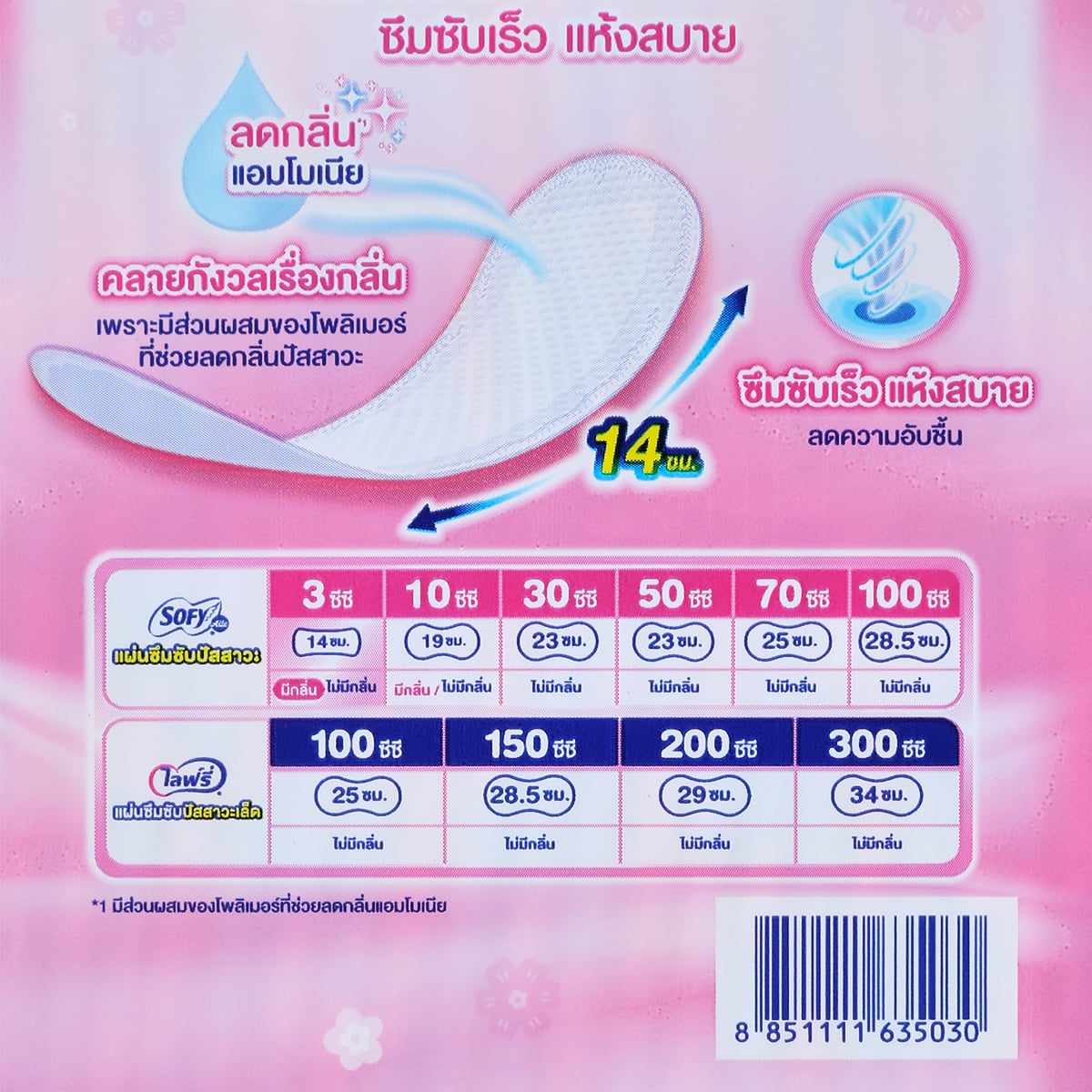 โซฟี แอล แผ่นอนามัยซึมซับปัสสาวะ มีกลิ่นหอม ขนาด 14 ซม. แพ็ค 44 ชิ้น_2