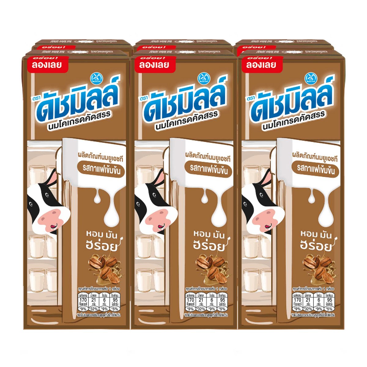 ดัชมิลล์ ซีเล็คเต็ด นมยูเอชที รสกาแฟเข้มข้น 225 มล. x 6 ชิ้น