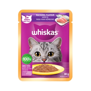 WHISKAS Pouch Wet Cat Food Mackerel Flavor 80 g.