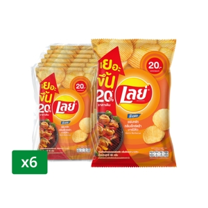 เลย์ ร็อค มันฝรั่งแท้ทอดกรอบแผ่นหยัก กลิ่นเอ็กซ์ตร้า บาร์บีคิว 48 ก. x 6 ชิ้น