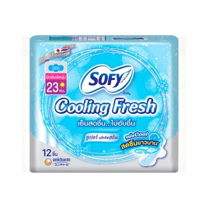 SOFY Cooling Fresh Super Active Slim Sanitary Pad with Wings 23 cm. 12 pcs