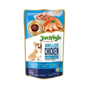 JERHIGH Pouch Wet Dog Food Grilled Chicken Chunks in Gravy 120 g.