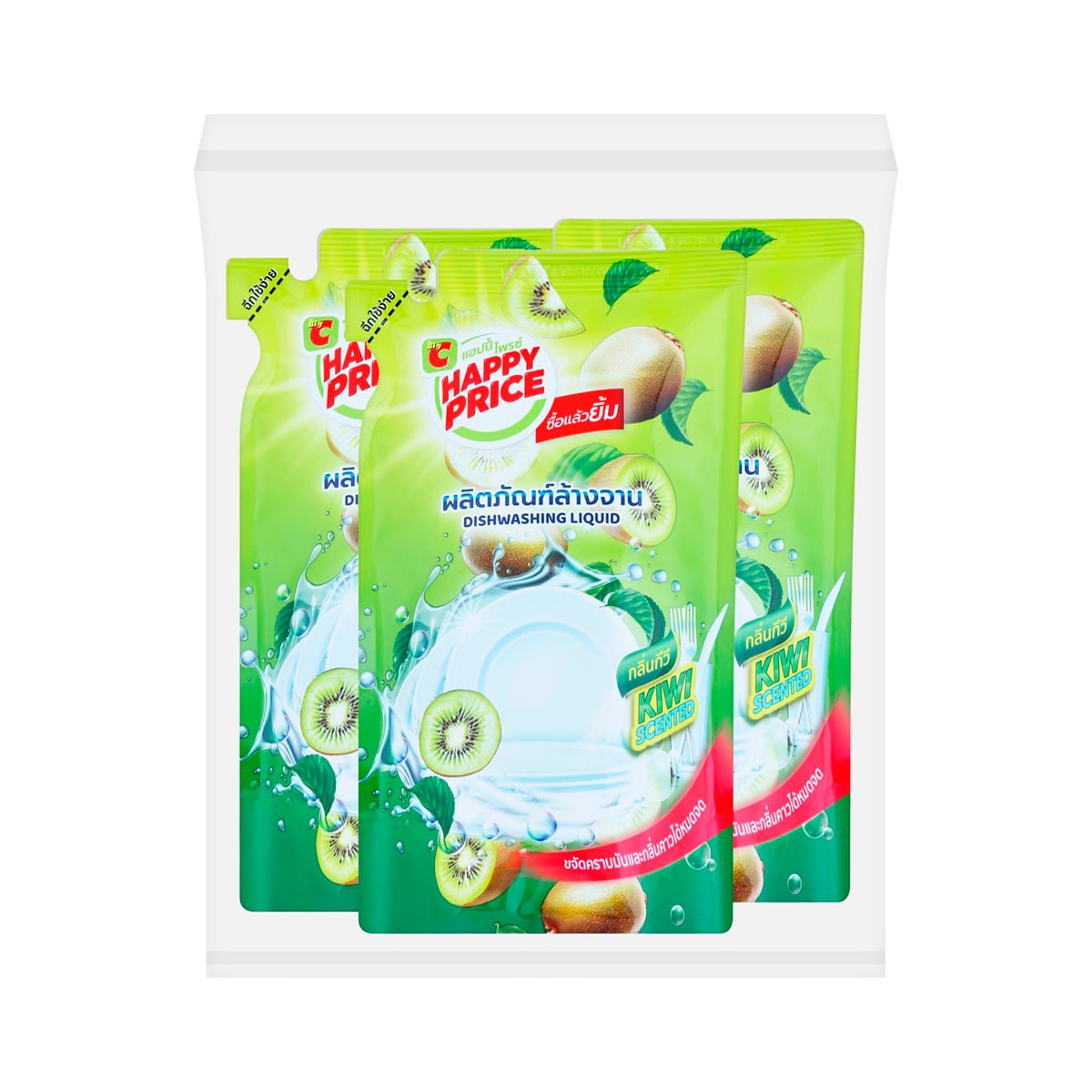บิ๊กซี แฮปปี้ ไพรซ์ น้ำยาล้างจาน กลิ่นกีวี 400 มล. x 3 ถุง