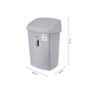 เบสิโค ถังขยะฝาสวิง รุ่น HH-208P ขนาด 9 ล. สีเทา_thumbnail_3