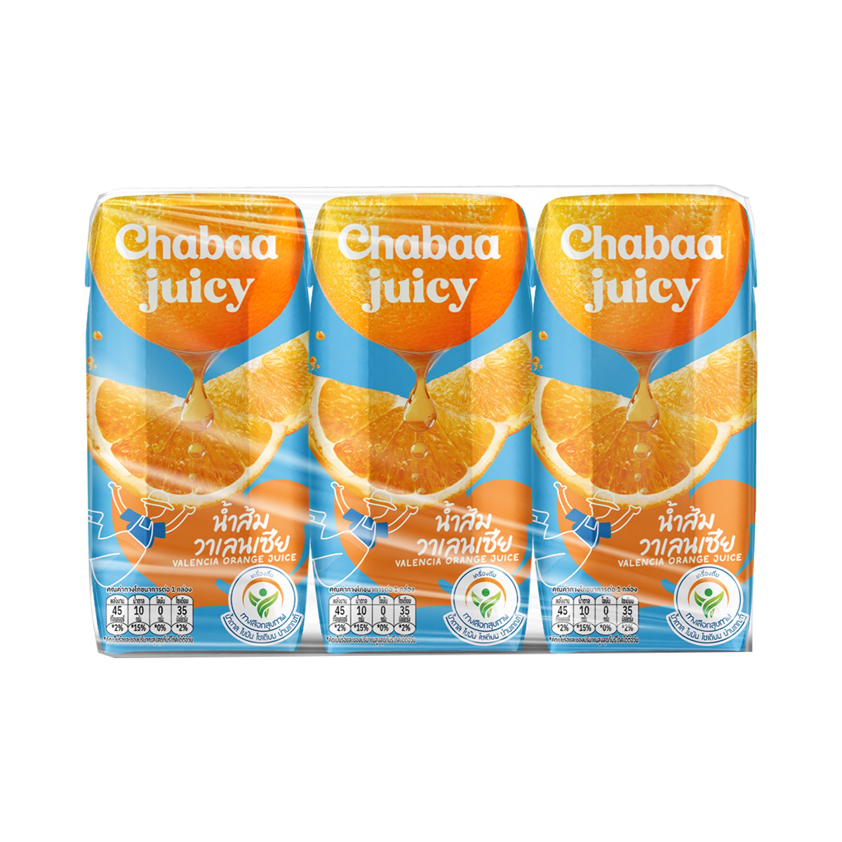 CHABAA 40% Valencia Orange Juice with Orange Pulp 180 ml. Pack 3