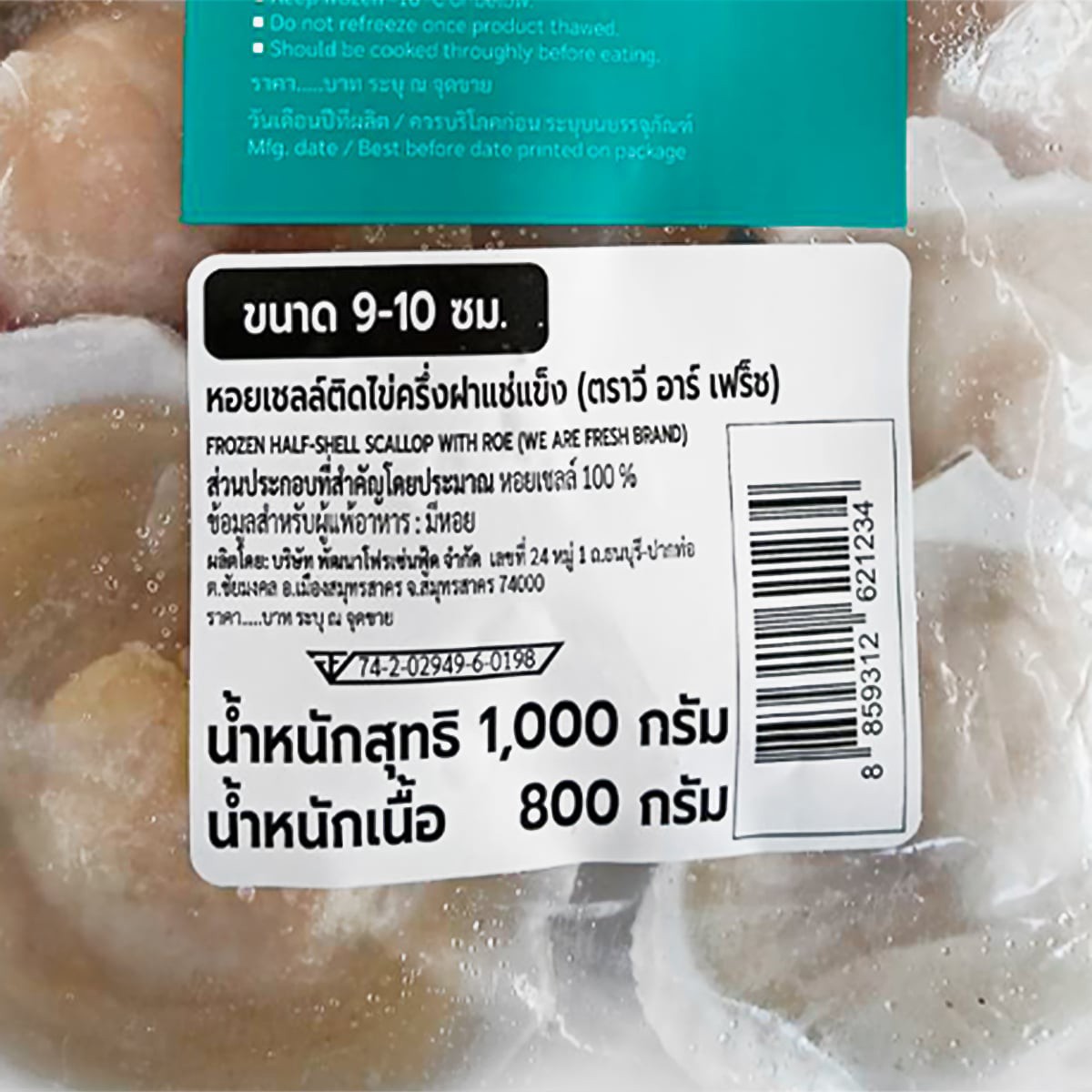 วี อาร์ เฟรช หอยเชลล์ติดไข่ครึ่งฝา 8-9 ซม. 800 ก._2
