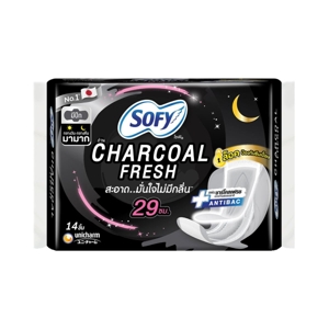 SOFY Charcoal Fresh Sanitary Pad with Wings 29 cm. 14 pcs.