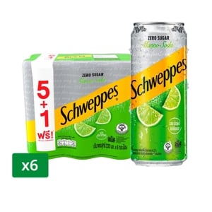 Schweppes Lime Soda Zero Sugar 330ml. Pack 5 Free 1