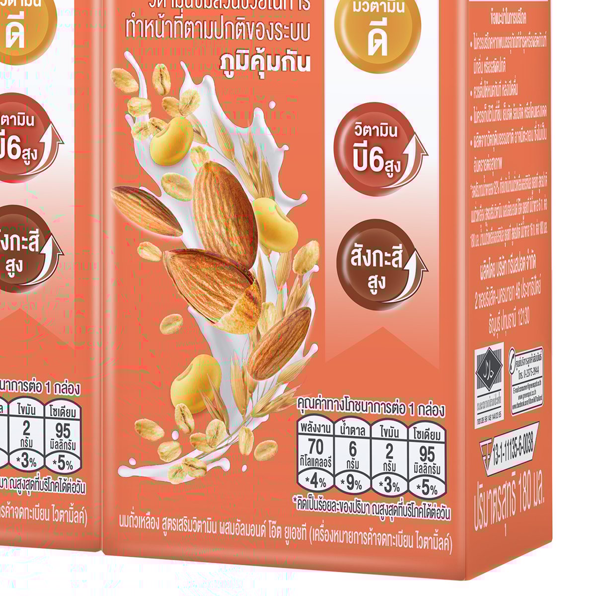 ไวตามิ้ลค์ นมถั่วเหลือง สูตรเสริมวิตามิน ผสมอัลมอนด์ โอ๊ต ยูเอชที 180 มล. x 4 ชิ้น_2