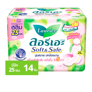 ลอรีเอะ ซอฟท์แอนด์เซฟ สลิม ผ้าอนามัยแบบมีปีก 25 ซม. 14 ชิ้น_thumbnail