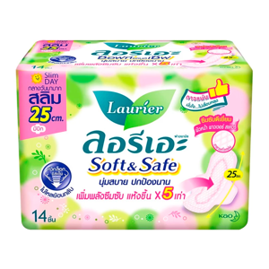 ลอรีเอะ ซอฟท์แอนด์เซฟ สลิม ผ้าอนามัยแบบมีปีก 25 ซม. 14 ชิ้น_thumbnail_1