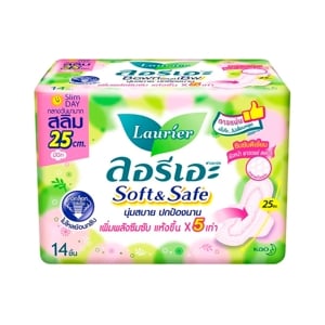 LAURIER Soft&Safe Slim Daytime Sanitary Napkin with Wings 25 cm. 14 pcs