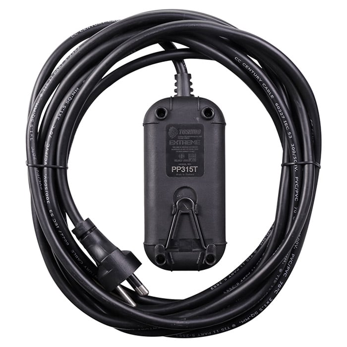 โตชิโน ปลั๊กไฟ 16A รุ่น PPS315T-10M(GB) มี 2 ช่อง 1 สวิตช์ สีดำ/เขียว 10 ม._2