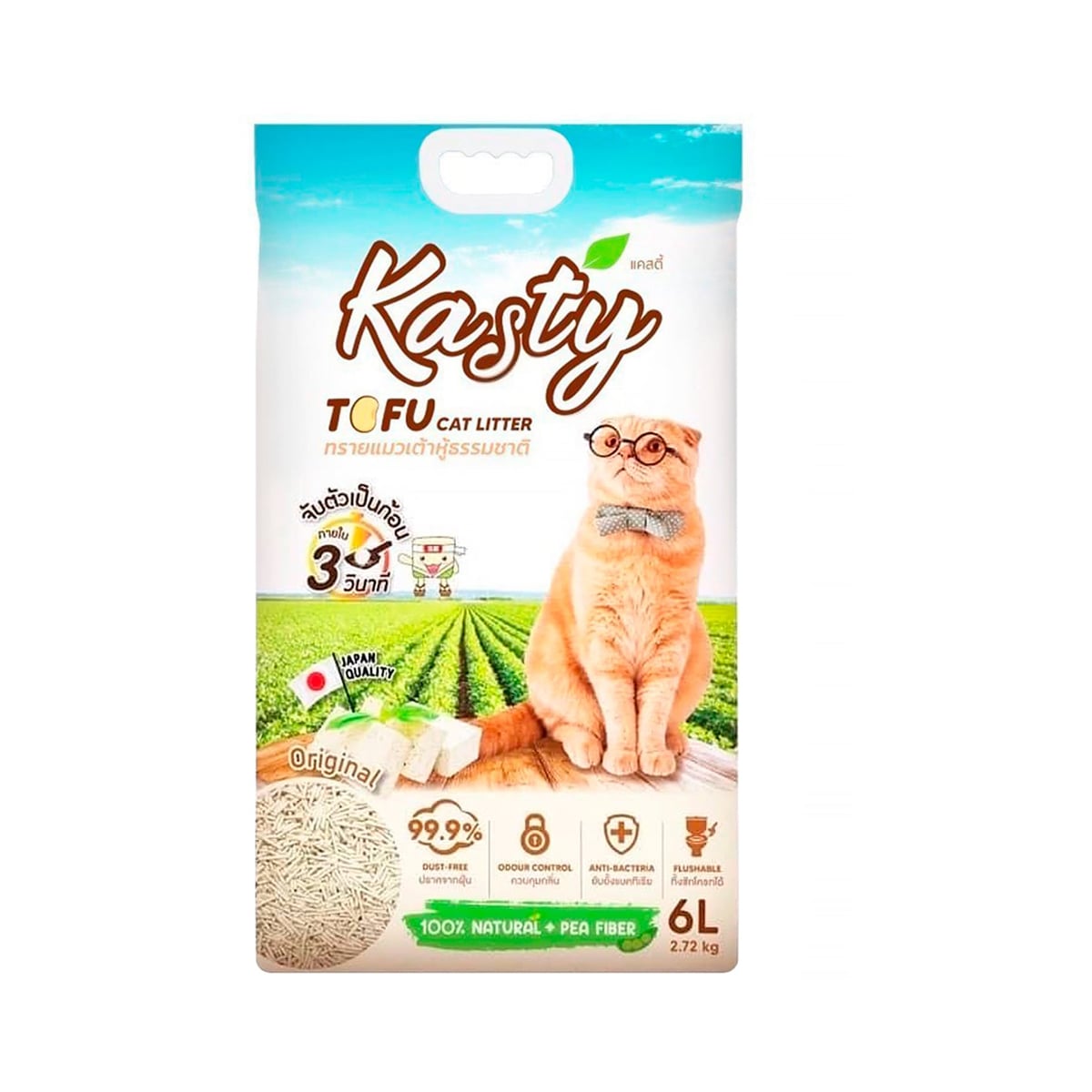 แคสตี้ ทรายแมวเต้าหู้ธรรมชาติ สูตรออริจินอล 6 ลิตร