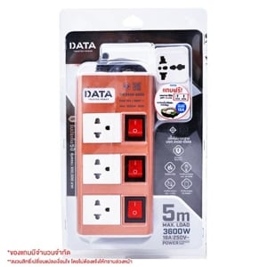 ดาต้า ปลั๊กไฟ 3 ช่อง 3 สวิตช์ 2 USB ขนาด 5 ม._thumbnail