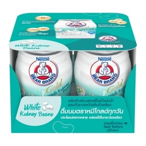 ตราหมี โกลด์ เครื่องดื่มนมสเตอริไลส์ไขมันต่ำผสมถั่วขาว 140 มล. X 4 ชิ้น_thumbnail