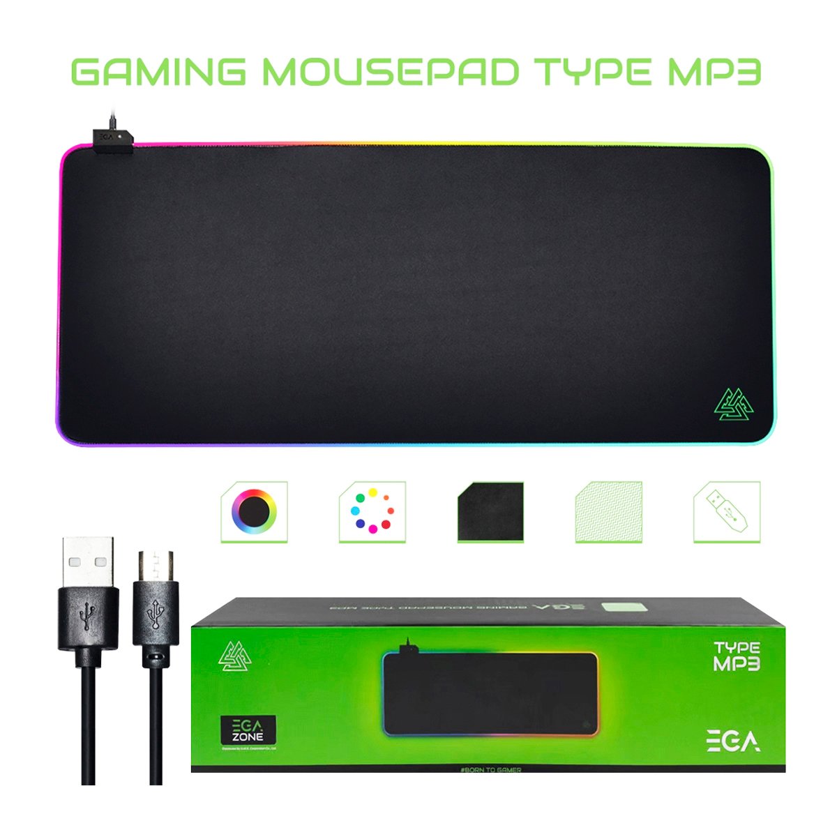 อีจีเอ แผ่นรองเมาส์และคีย์บอร์ด รุ่น TYPE-MP3 สีดำ_3