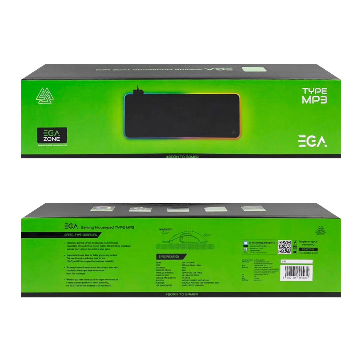 อีจีเอ แผ่นรองเมาส์และคีย์บอร์ด รุ่น TYPE-MP3 สีดำ_4