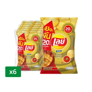 เลย์ ร็อค มันฝรั่งแท้ทอดกรอบแผ่นหยัก รสหมึกย่างฮอตชิลลี่ 48 ก. x 6 ชิ้น