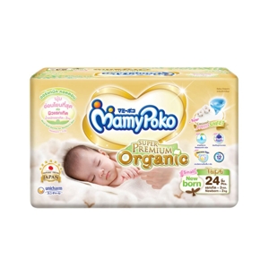 MAMYPOKO Super Premium Organic Taped Diaper Pants Size NB 24 ea
