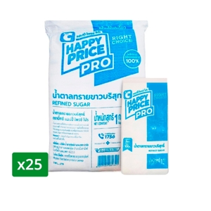 บิ๊กซี แฮปปี้ ไพรซ์​ โปร น้ำตาลทรายขาวบริสุทธิ์ 1 กก. แพ็ค 25 ถุง