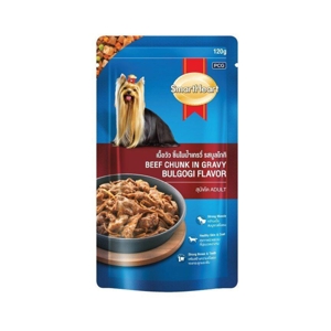 SMARTHEART Wet Dog Food for Adult Dogs - Beef Chunk in Gravy with Bulgogi Flavor 120 g.