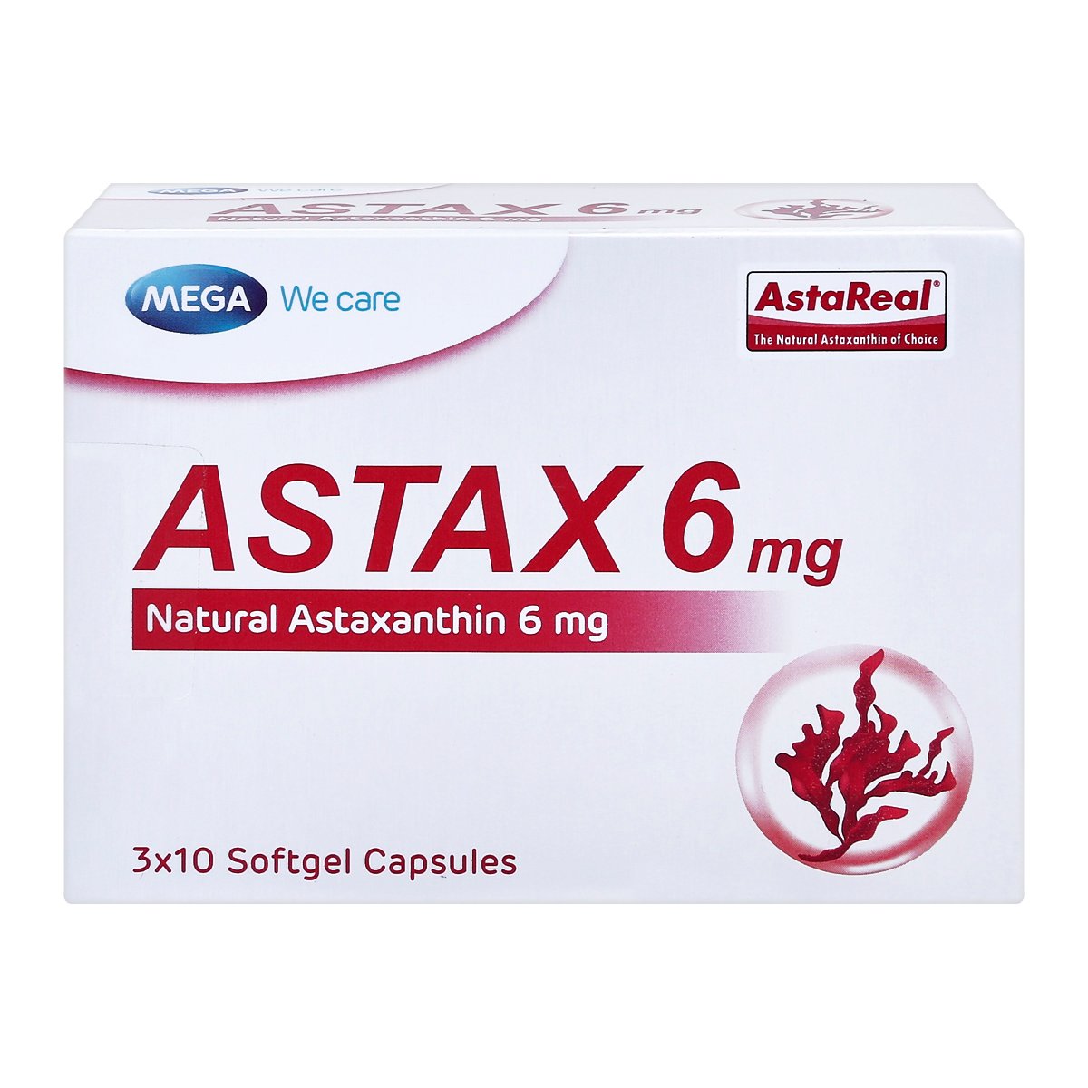 เมก้า วีแคร์ ผลิตภัณฑ์เสริมอาหาร แอสแทกซ์ 6 มก. 30 แคปซูล_1