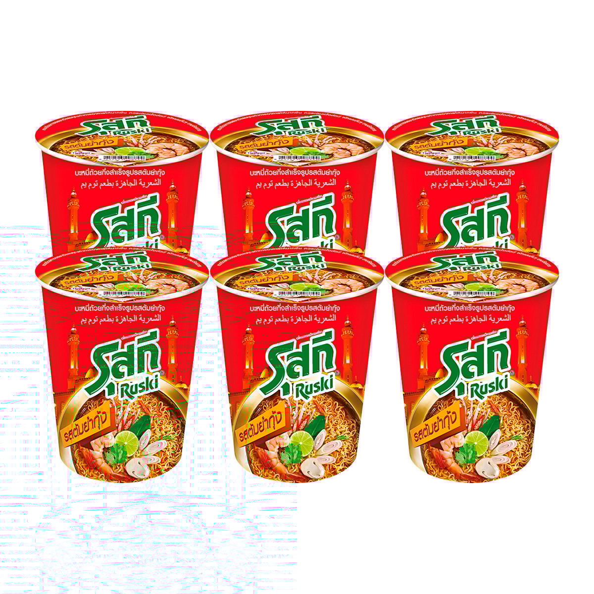 รุสกี บะหมี่คัพกึ่งสำเร็จรูป รสต้มยำกุ้ง 60 ก. แพค 6_2