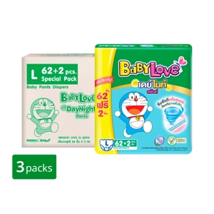 BABYLOVE DayNight Pants Super Jumbo Size L 62+2 pcs x 3 Pack