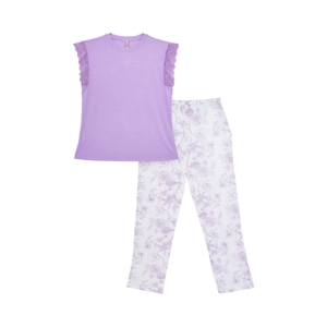 BESICO Women's Lace Trimmed Pyjamas Set Purple Size F