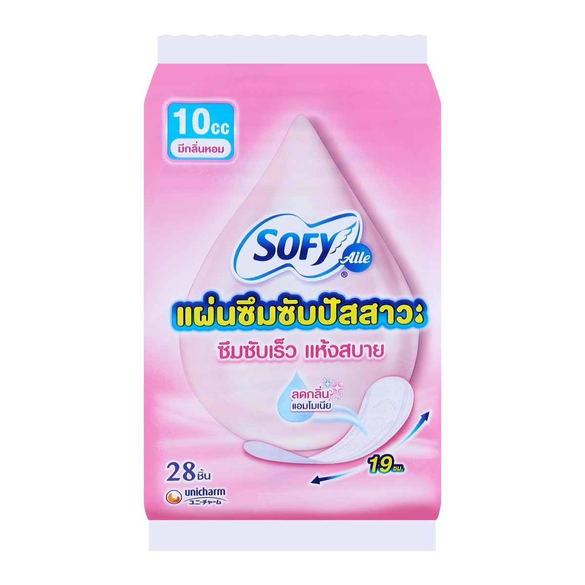 โซฟี แอล แผ่นอนามัยซึมซับปัสสาวะ มีกลิ่นหอม ขนาด 19 ซม. แพ็ค 28 ชิ้น_1