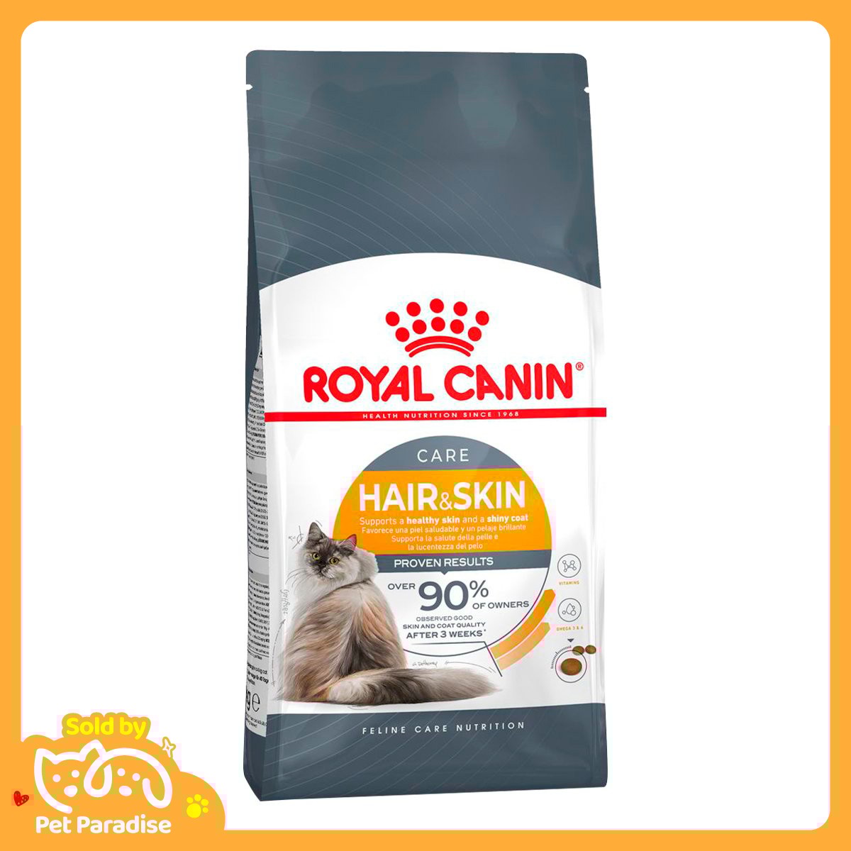 [Pet Paradise] โรยัล คานิน อาหารแมวชนิดเม็ด สูตรดูแลผิวหนังและเส้นขน สำหรับแมวโตอายุ 1 ปีขึ้นไป 4 กก.