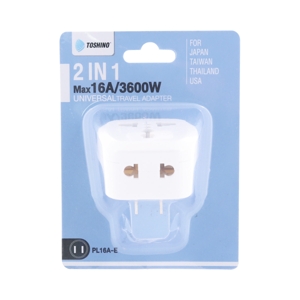 TOSHINO 2-In-1 Universal Travel Adapter 2 Flat Pins 3600W Model PL16A-E
