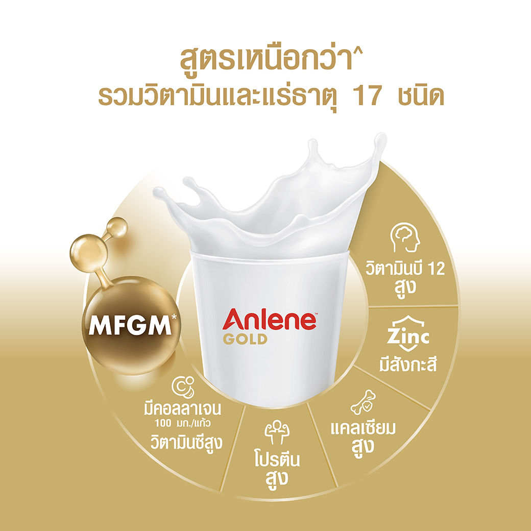 แอนลีน โกลด์ นมผงไขมันต่ำ แคลเซียมสูงแบบชง ชนิดซอง รสจืด 12x40 กรัม (480 กรัม)_2