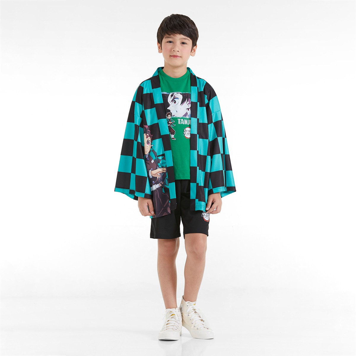 เบสิโค x ดาบพิฆาตอสูร เสื้อคลุมพิมพ์ลายคามาโดะ ทันจิโร่ สำหรับเด็กผู้ชาย รุ่น FMAR2302LB019 สีเขียว