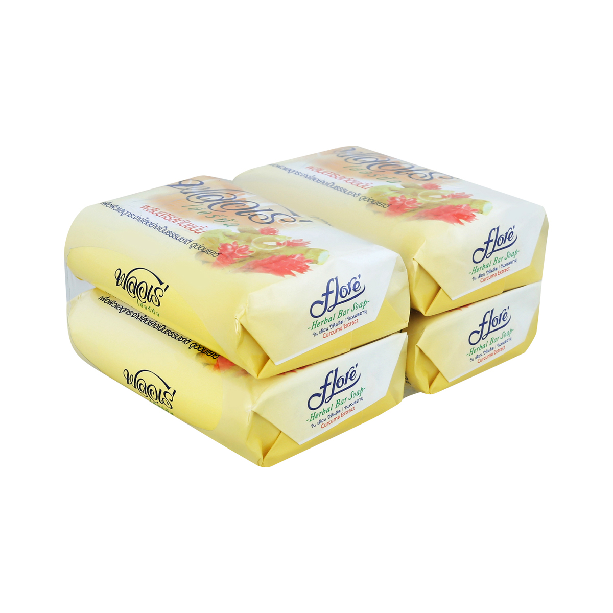 ฟลอเร่ เฮอร์บัล สบู่ สีเหลือง 80 ก. แพ็ค 4