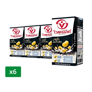 Vitamilk Double Black Soy Milk UHT Black Sesame and Sinin Rice 110ml. Pack 6
