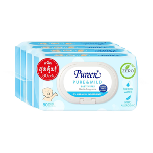 PUREEN Baby Wipes PURE&MILD 80 Sheets Pack 4