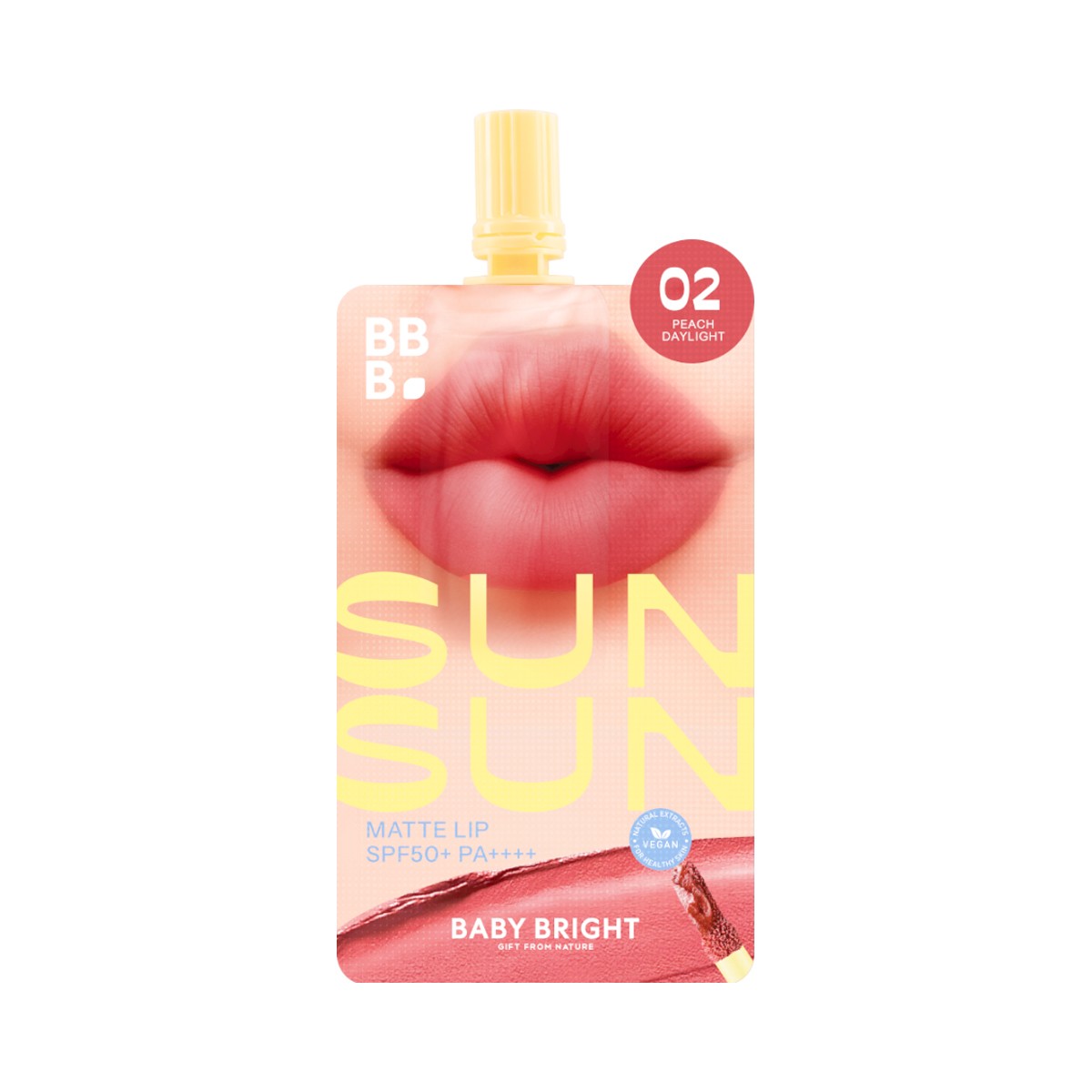 เบบี้ไบร์ท ซันซัน แมทท์ลิป SPF50+ PA++++ 2 ก. สี 02 Peach Daylight
